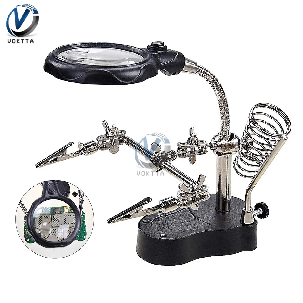 Portable Soldering Iron Station LED Magnifying Glass Soldering Iron Stand Repair Tool soldering tool soldering iron stand soldering station soldering iron