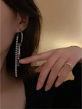  Geometric Circle Drop Earrings for Women Long Tassel Crystal Dangle Earrings Party Jewelry Accessories 