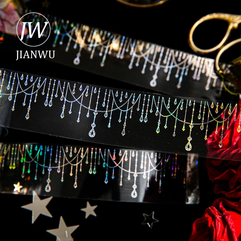JIANWU 장 반짝이는 시리즈 빈티지 라이트 풍경 소재 콜라주 스크랩북 PET 테이프 창의적인 DIY 저널 문구류