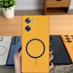 Shockproof Color Magnetic Silicone Back Phone Case - OPPO A77 5G (XCK orange)
