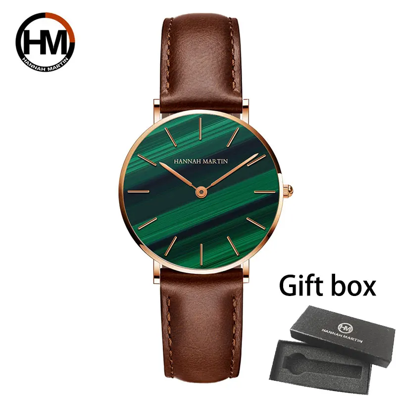 

NEW Stainless Steel Mesh Band Japan Quartz 30M Waterproof Women Green Malachite Stone Ladies Top Luxury Brand Wrist Watches