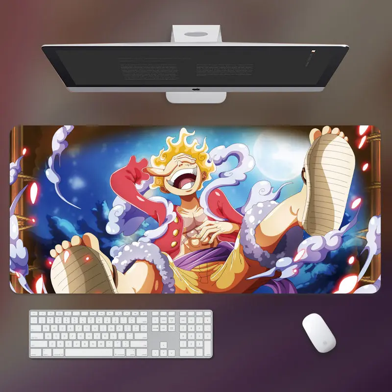 고화질 원피스 가죽 마우스 패드 대형 사무실 컴퓨터 데스크 패드 미끄럼 방지 컴퓨터 키보드 패드 애니메이션 주변기기