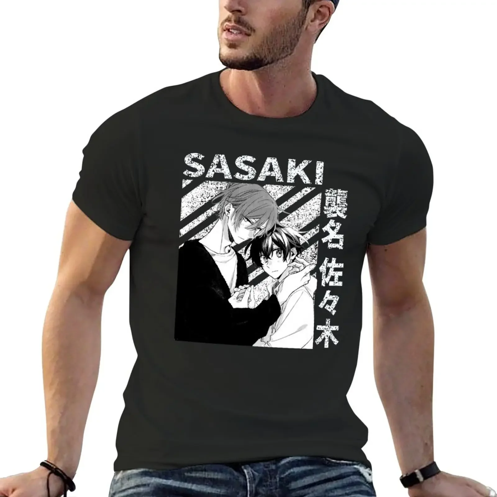 Фото Футболка Sasaki Shuum and Miyano Yoshikazu - Sasaki to Miyano - Sasaki and Miyano Мужская футболка оверсайз черного цвета №1