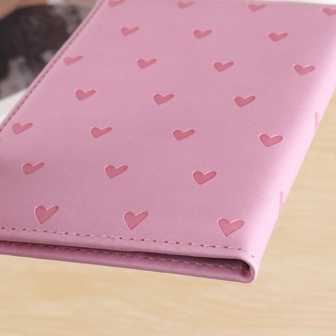 Adorable Heart-Embossed Kawaii Passport Holder - Sleek PU Leather Travel Wallet & Document Protector