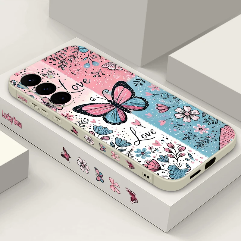 Blue Pink Butterfly Flowers Phone Case