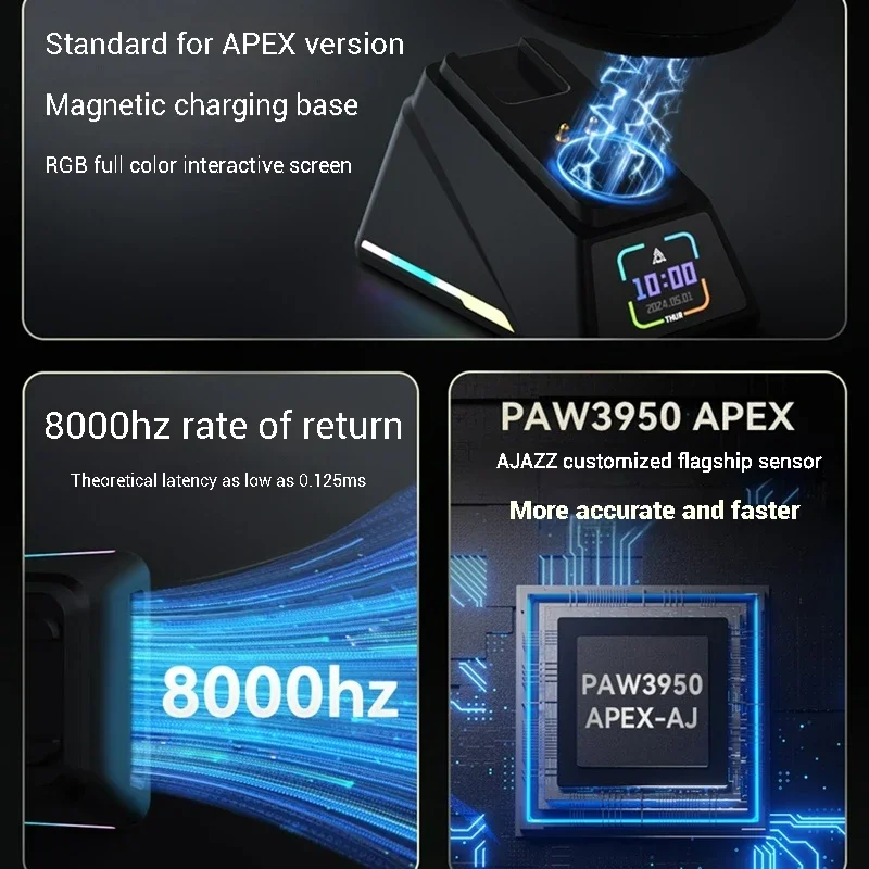 AJ179 Apex Wireless Mouse AJAZZ 58g Long Battery Life Multi-mode Bluetooth 2.4g PC MAC Gaming Office,wireless mouse,gaming mouse,wireless gaming mouse