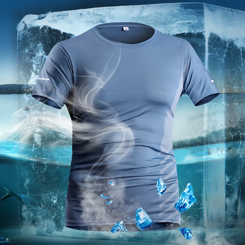 Ice sensitive elastic top 2024 summer new ice silk outdoor sports fitness short sleeved T-shirt_voghion.com
