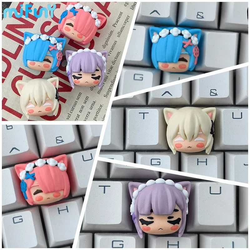

MiFuny аниме keycap Re: Zero Life in A другой мир Keycap Rem Ram клавиатура Cap Custom Key Cap для механической клавиатуры