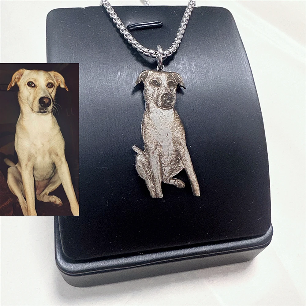 Personalized Pet Picture Necklace Custom Portrait Your Dog Pets Photo Necklace Cat Jewelry Pet Memorial Jewelry Dog Lover Gift