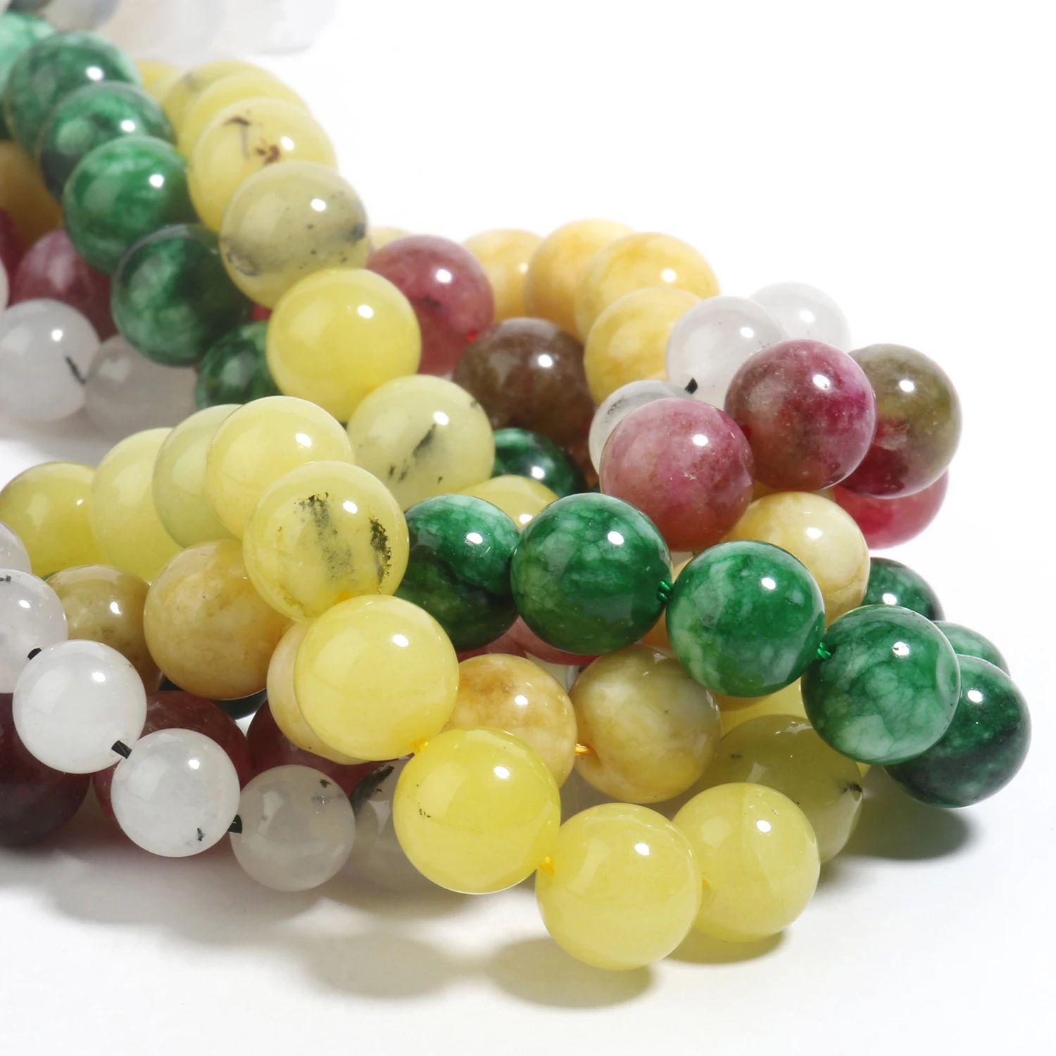 

Natural Stone Yellow Mixed Color Jades Round Loose Spacer Beads For Jewelry Making 6/8/10mm DIY Handmade Bracelets Necklace