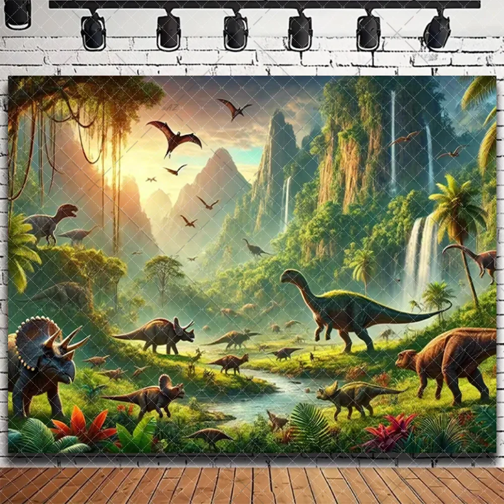 Tropischer Dschungel Dinosaurier Thema Junge Geburtstag Party Dekorationen Jurassic Park Hintergrund Fotografie Hintergrund Babyparty Zubehör – Detail 14