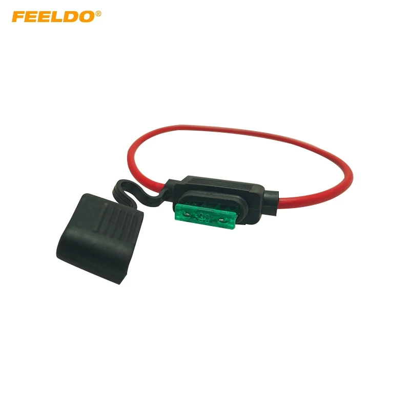 

FEELDO Waterproof Car Auto Blade Type InLine Fuse Holder Case Replacement 5A/30A Fuses 16AWG Wire Cutoff Switch Socket