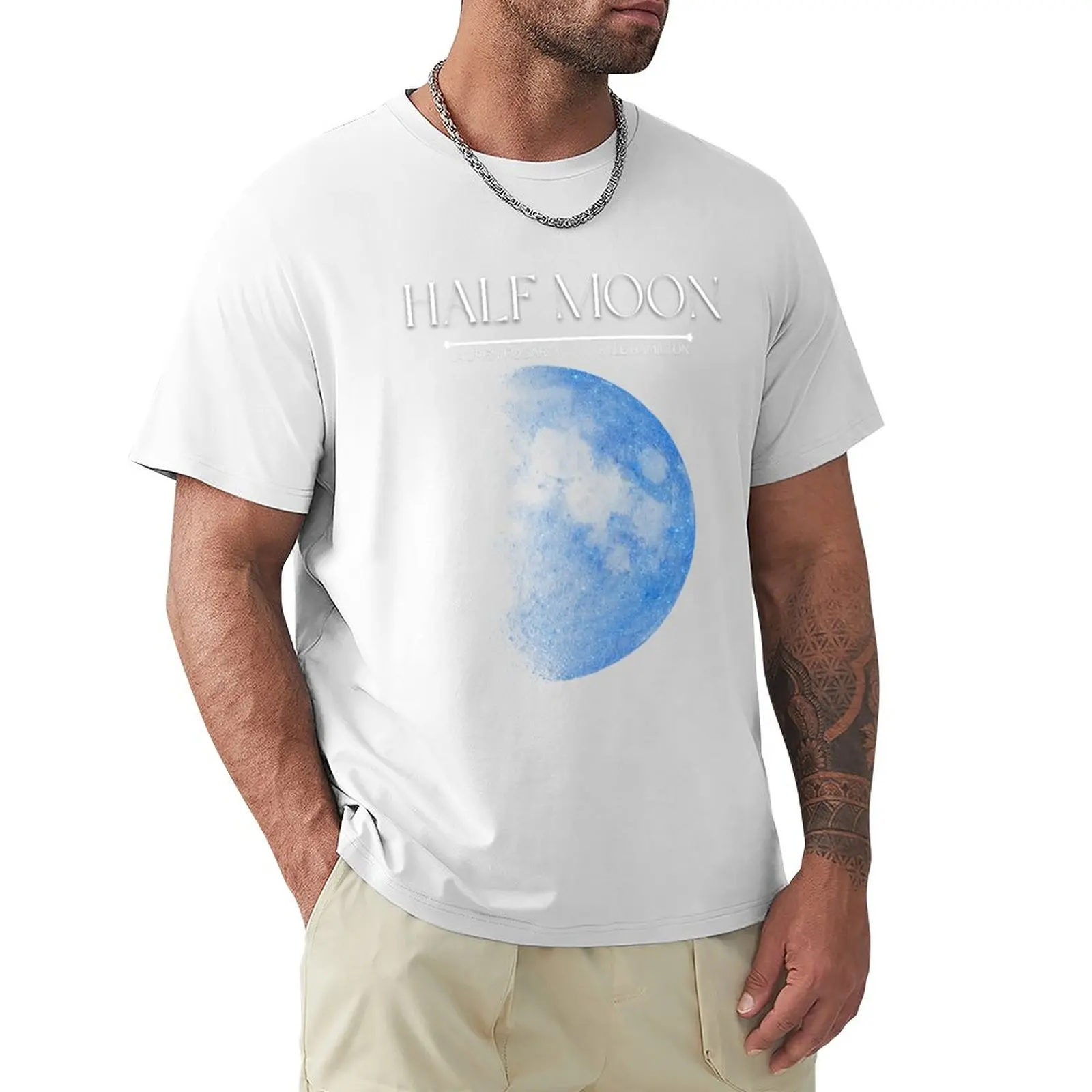 

Half Moon T-Shirt Anime t-shirt kawaii clothes summer clothes plain black t shirts men