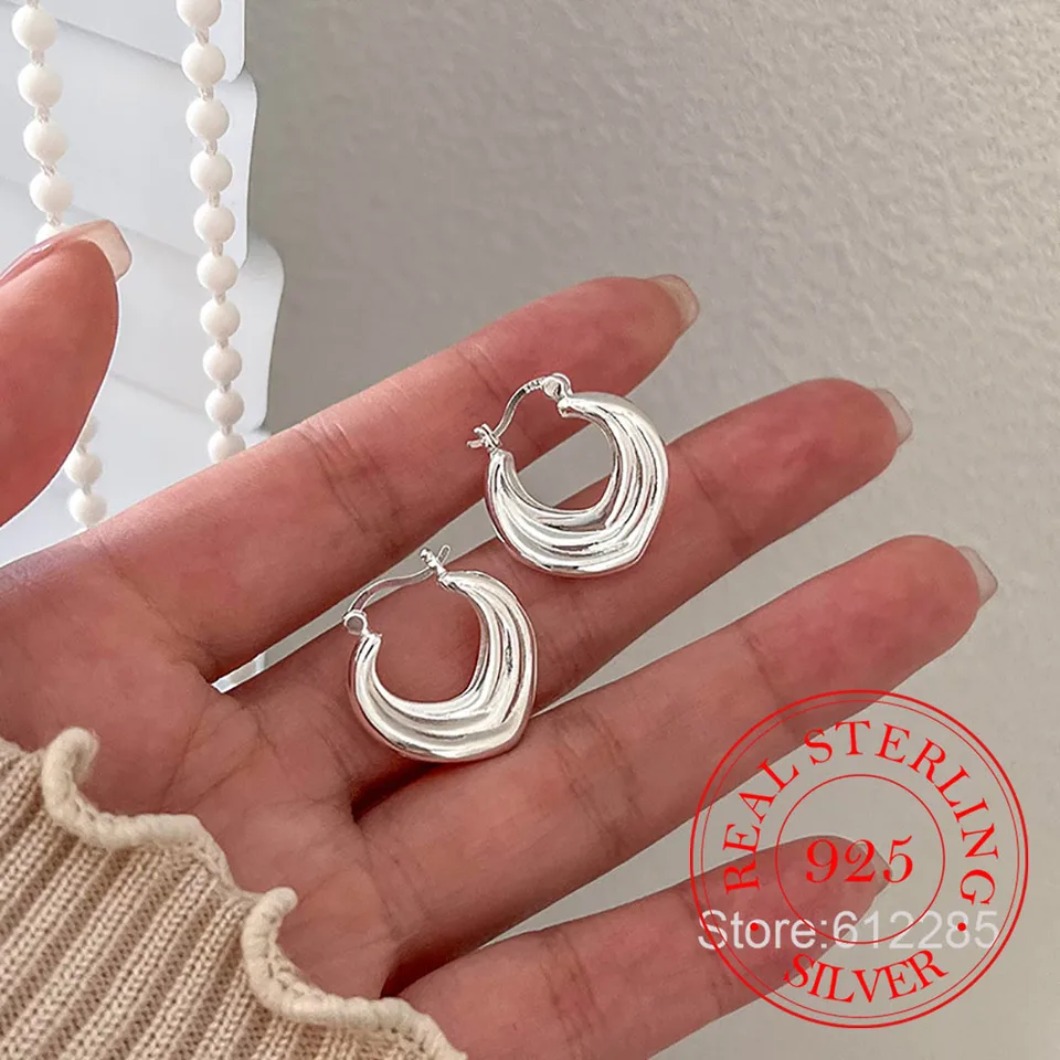 Orecchini A Cerchio Fiore In Argento 925 Sterling - Semplici Ed Eleganti Per Donna, 1.2 Cm