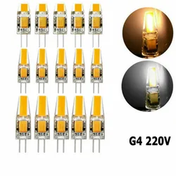 10pcs Mini G4 LED COB Light AC DC 12V 220V 3W 6W 7W Warm/Cold White 360 Beam Angle Chandelier Light Replace 20W 40W Halogen Lamp