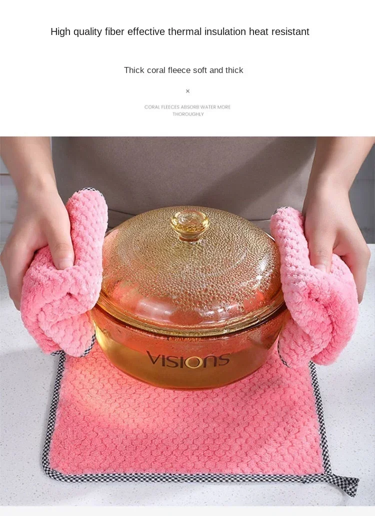 

Kitchen towel Rag microfiber kitchen rag dish cloth non-stick oil thickened table cleaning cloth absorbent scouring pad home