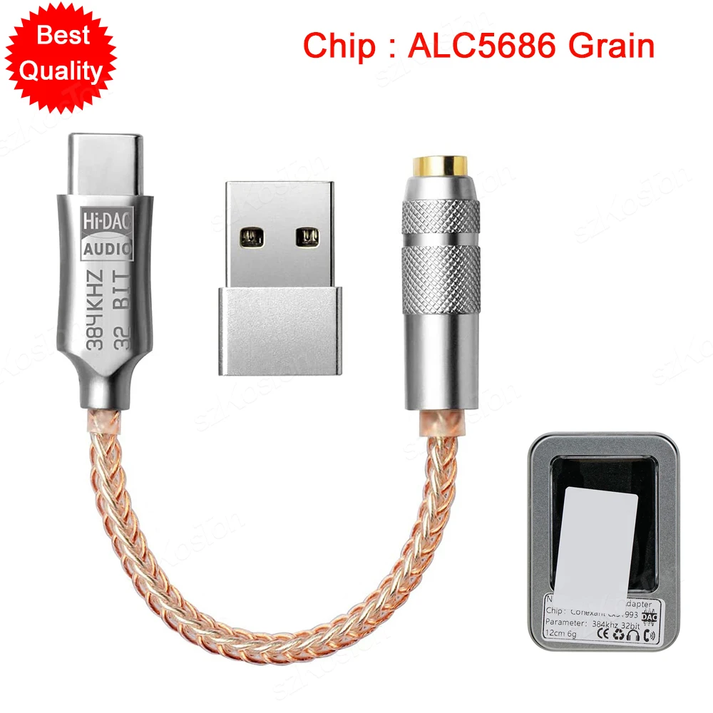 High-Fidelity USB-C to 3.5mm Audio Converter with DAC and Headphone Amplifier