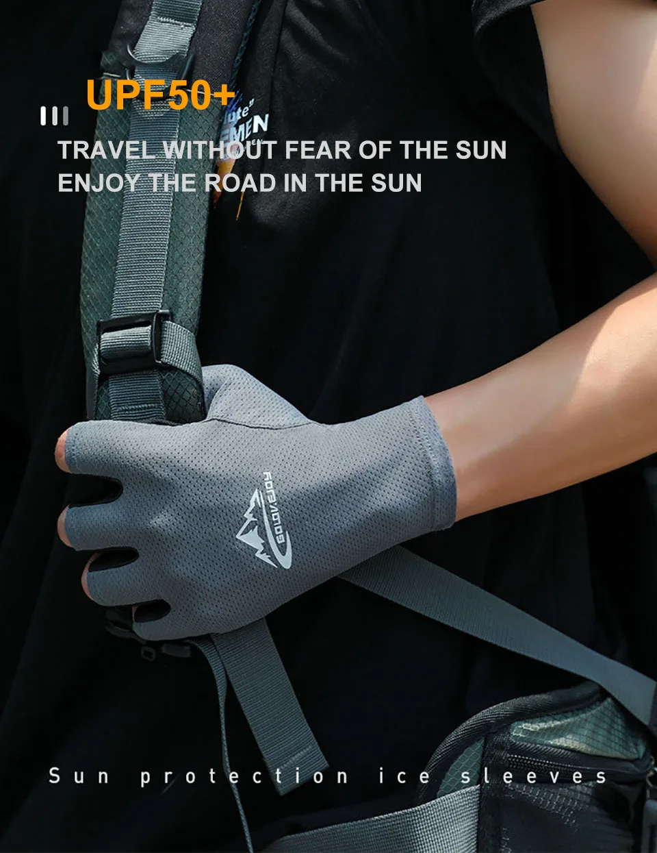 Description Picture 2 of item1Pair Cycling Gloves Ice Silk Sun Protection Breathable Half Finger Running Fishing Gloves Ridding Gloves Anti Slip Men Women