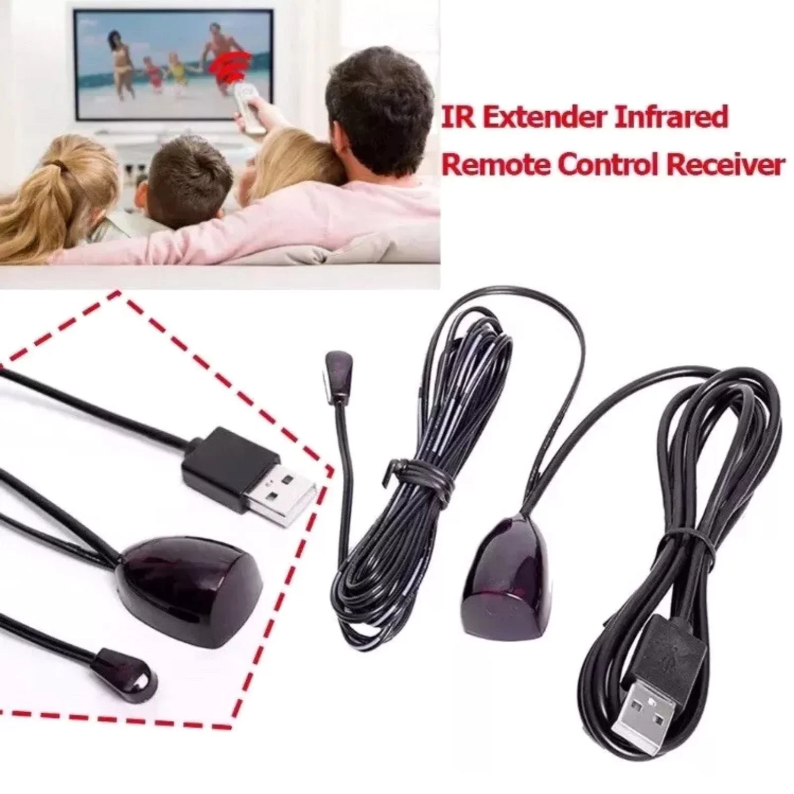 IR Infrared Remote Control Receiver Extender Repeater Emitter USB Adapter For TV/DVD Players/STBs/Cable Boxes - 5