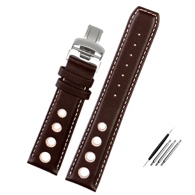 Elegant Genuine Leather Bracelet - Premium Cowhide Watchband Strap, 20mm