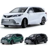 1/24 TOYOTA SIENNA MPV Van Diecast Toy Car Model Miniature Pull Back Sound & Light Doors Openable Collection Gift For Boy Kid 1