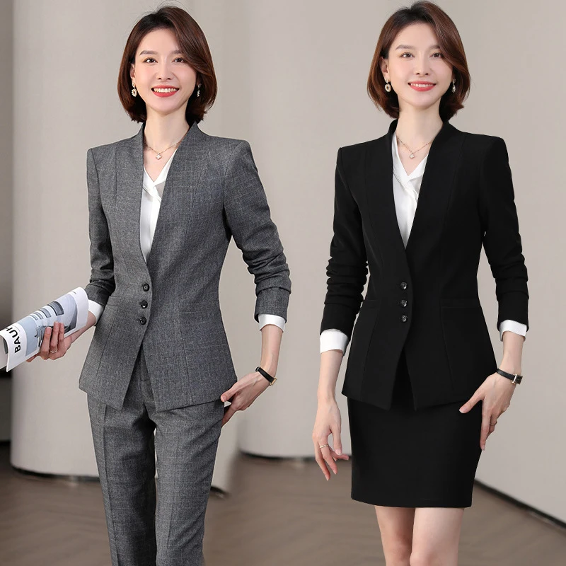 High Quality Flight Attendant Professional Suit Female High-end Business  Formal Wear Spring Autumn Office Suit Skirt Two-piece