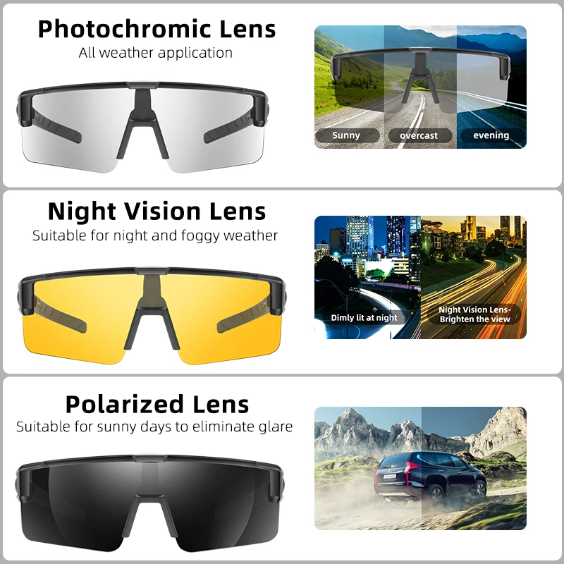 Enhanced Cycling Polarized Sunglasses - Photochromic Outdoor Sports Eyewear