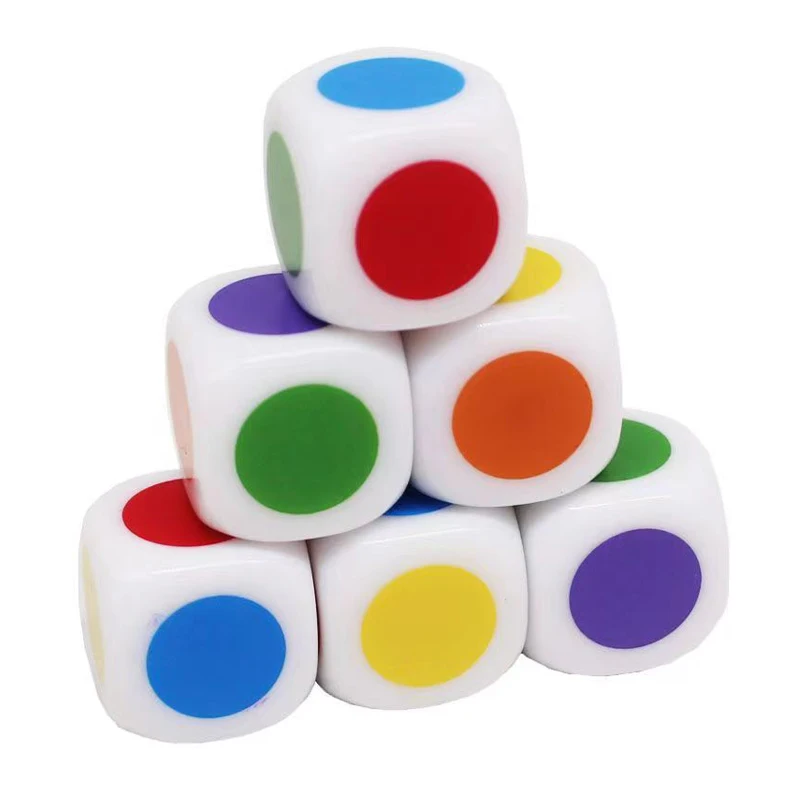 30PCS Math Games Dice With Colored Dots 16MM Classroom Teaching Supplies Kids Learning Resources Educational Toys