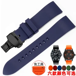 Quick Release FKM Rubber Watch Band - Sport Silicone Strap Bracelet (Multiple Sizes) - 23mm (Blue black)