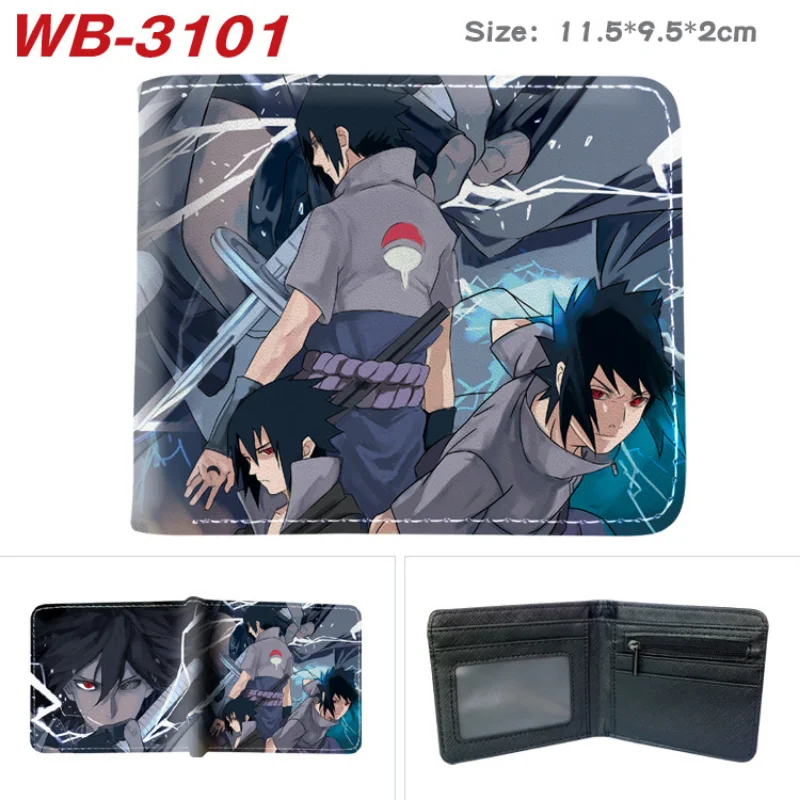 

New Naruto Short Wallet for Kids Anime Figures Uzumaki Naruto Card Holder Student Cartoon Uchiha Sasuke Money Clip Birthday Gift