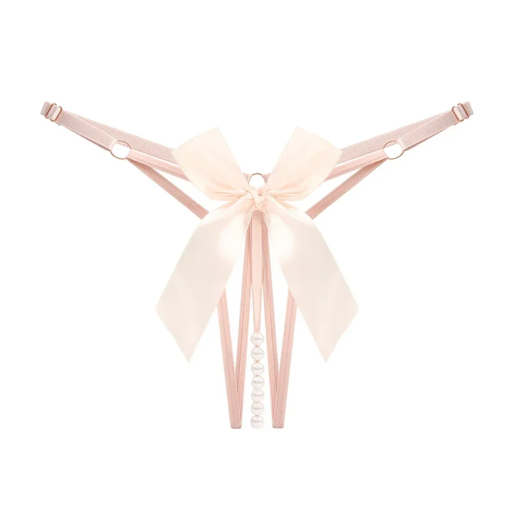 Black Thongs Women's Panties 1PC Sexy Bow Beading Lingerie Female Underwear Low Waist G-string Ladies Трусы Женские Bragas Mujer