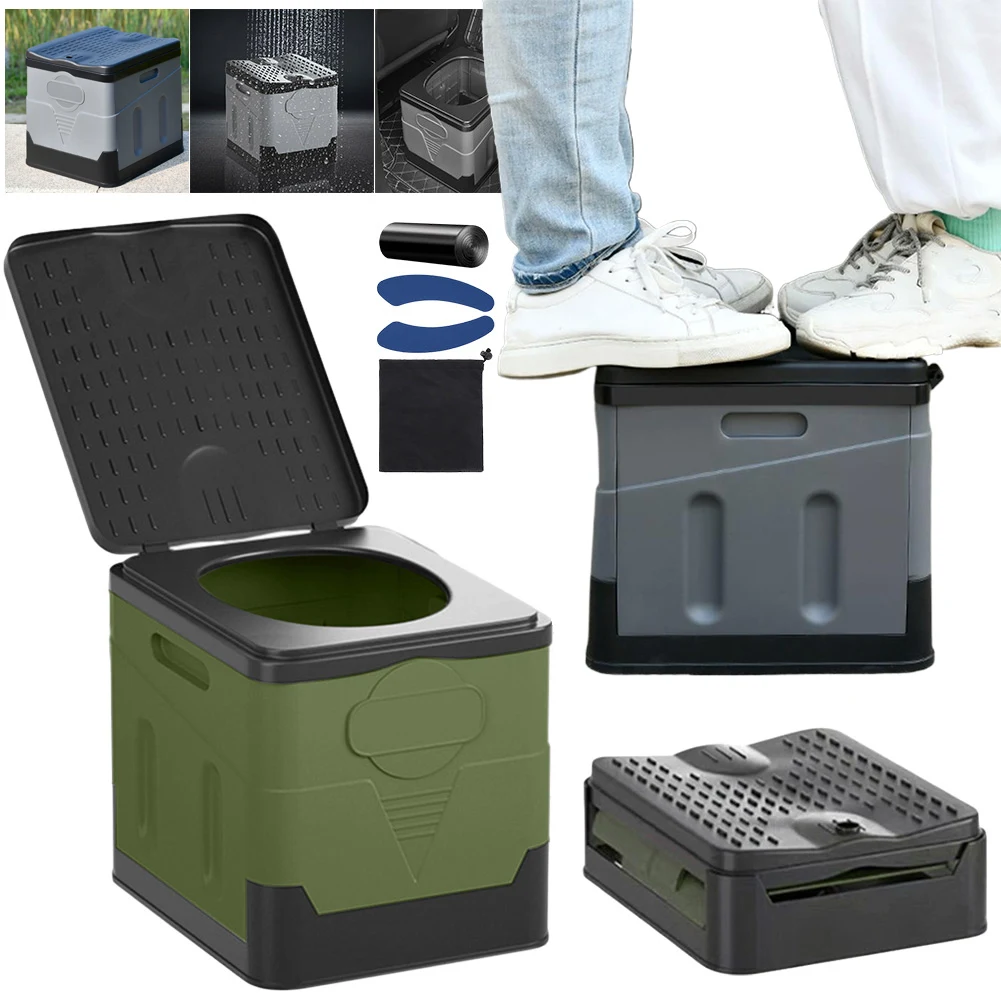 Travel Portable Car Emergency Toilet with Cover Outdoor Camping Folding Toilet Strong Bearing Reusable Trash Can Car Seat Toilet 4