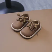 Kids Loafers Slip-on Pu Leather Shallow Black Brown Boys Girls Flat Shoes 21-36 Toddler Fashion Leisure Children Casual Shoe 3
