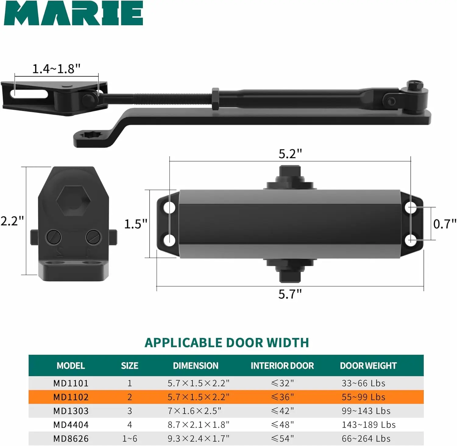 Ultra-Quiet Hydraulic Door Closer with Automatic Closing and Fireproof Design for Home and Office Use
