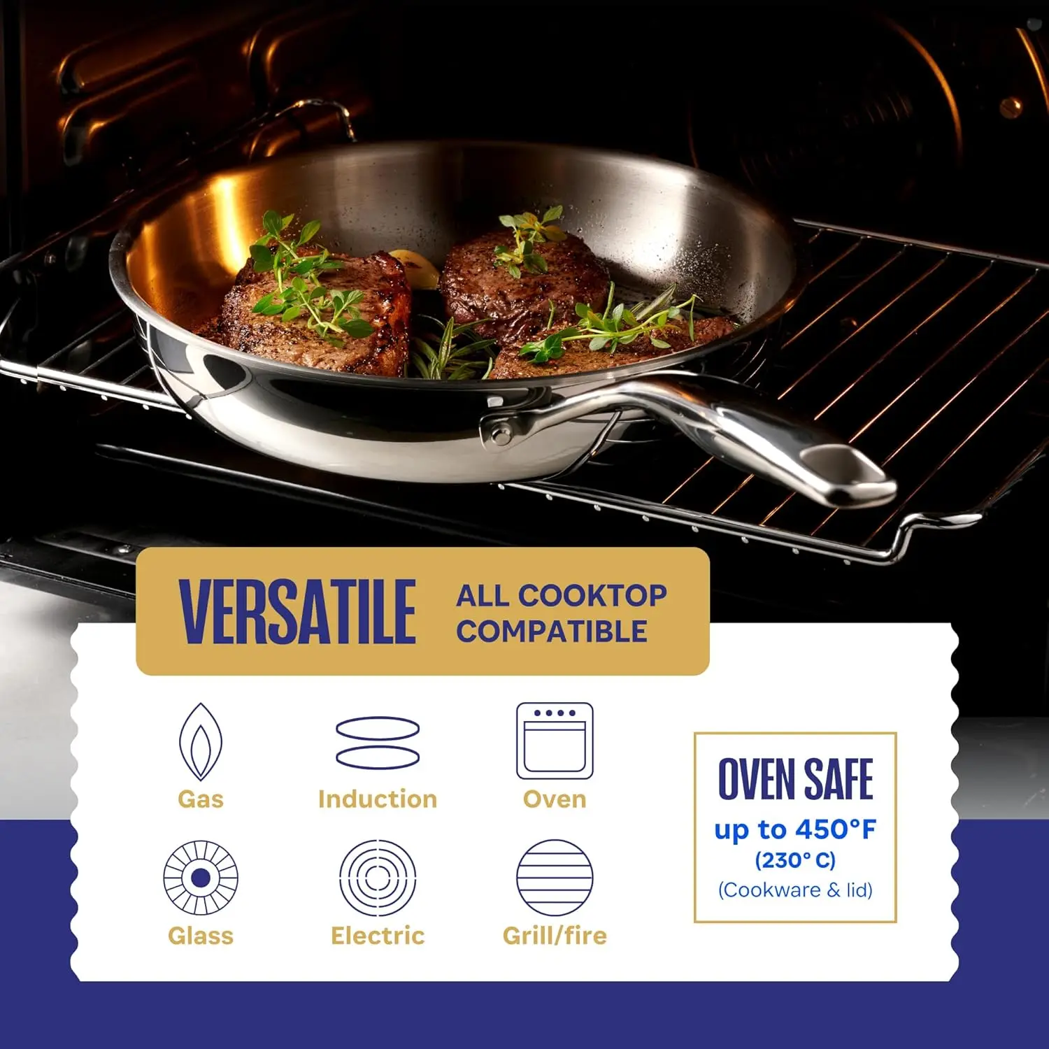 Stainless Steel Pots and Pans Set | 11-Piece w/Glass Lids, Non-Toxic, Induction, Oven Safe | Best 18/0 Ful 4