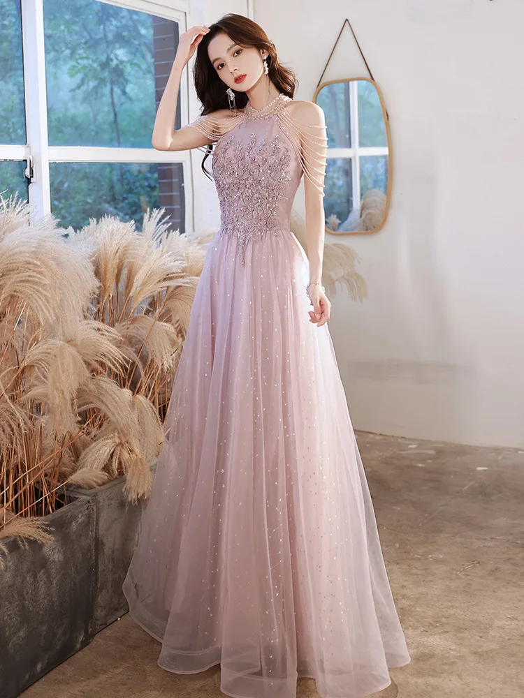 fitted lace wedding dress Pink Ball Gown 3D Floral Long Sleeves Prom Dresses, SP653 main image 0