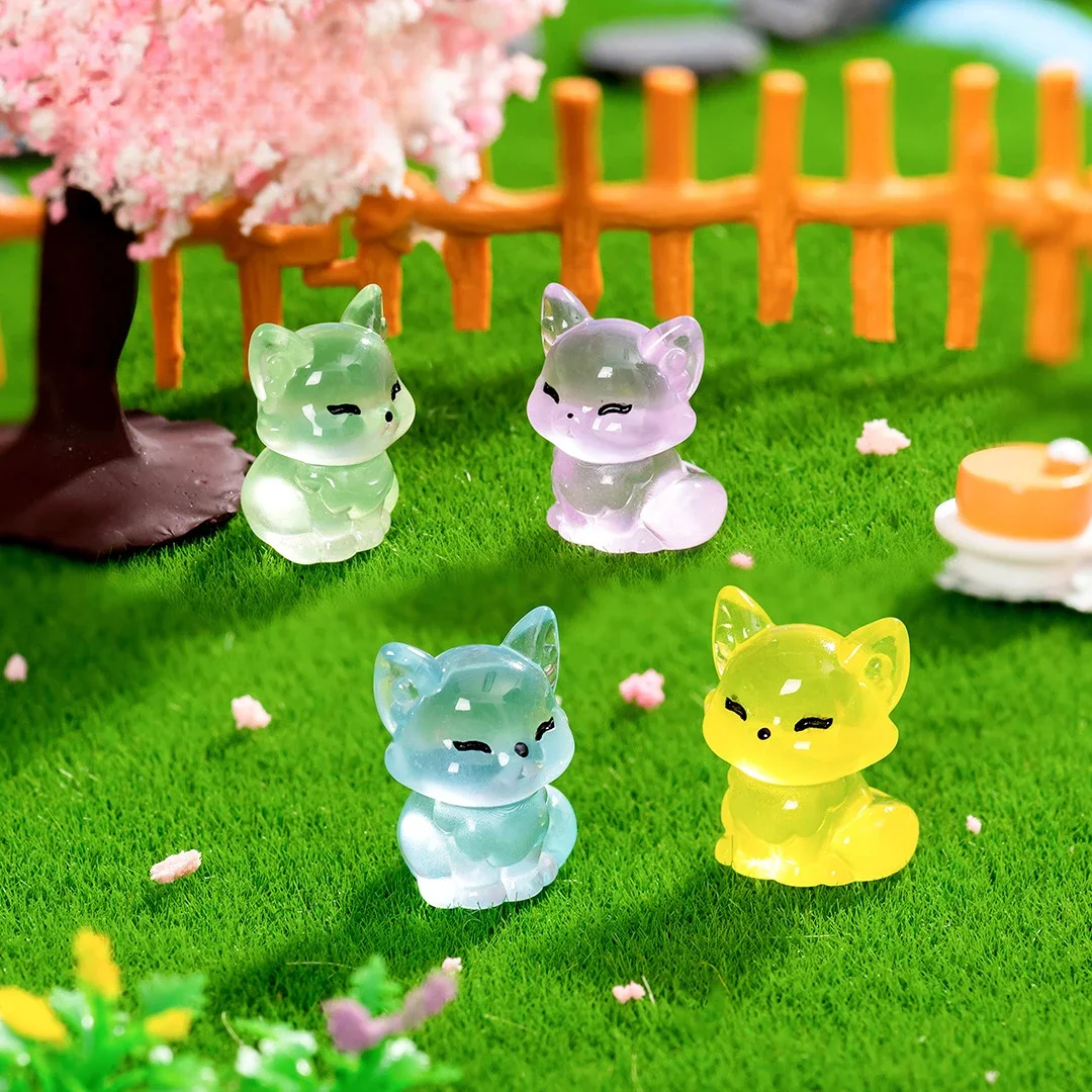 10/20/50PCS Luminous Mini Foxes Fairy Garden Decoration Glow At Night DIY Miniature Figurines Home Decor Desktop Ornament 3