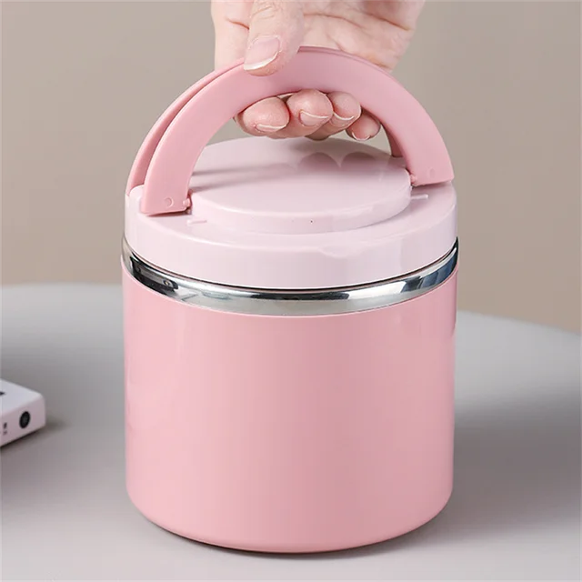 Boîte à bento isolée en acier inoxydable avec poignée, thermos à soupe, bocal à aliments, récipient à lunch, récipient pour aliments froids et chauds 5