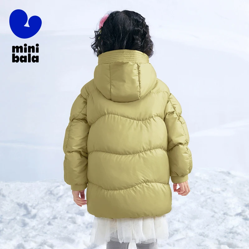 미니 Balabala 키즈 롱 다운 코트 겨울 두꺼운 따뜻한 퍼퍼 재킷 소년과 소녀를위한