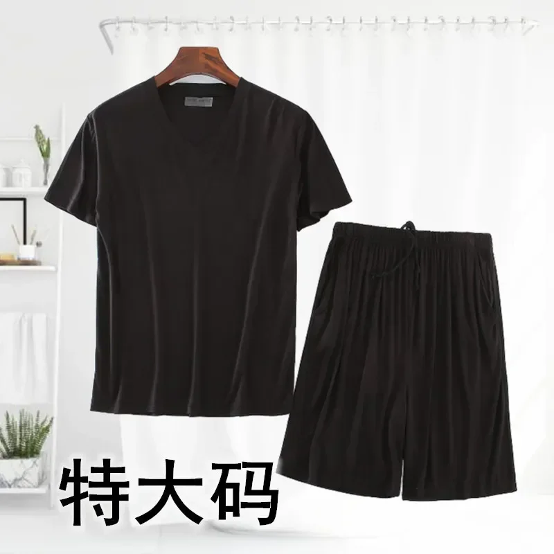 

Shorts Solid Short Pajama Home Sets Casual V-neck Modal Plu T-shirt Mens Sleeve 2024 Thin Clothing Size Sleepwear Summer