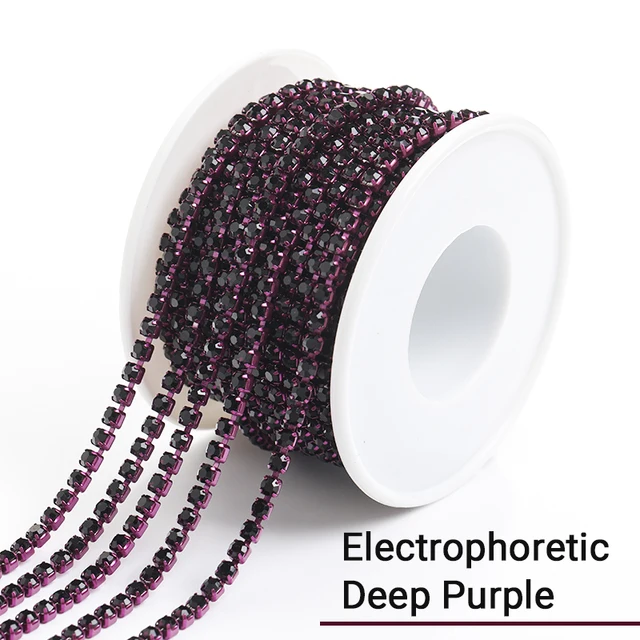 XiChuan 1 Yard 10 Colors Claw Rhinestone SS6 SS8 Crystal Tassel Diy Clothes Earring Accessories Beads Diamond Rhinestone Chain Deep Purple Elec