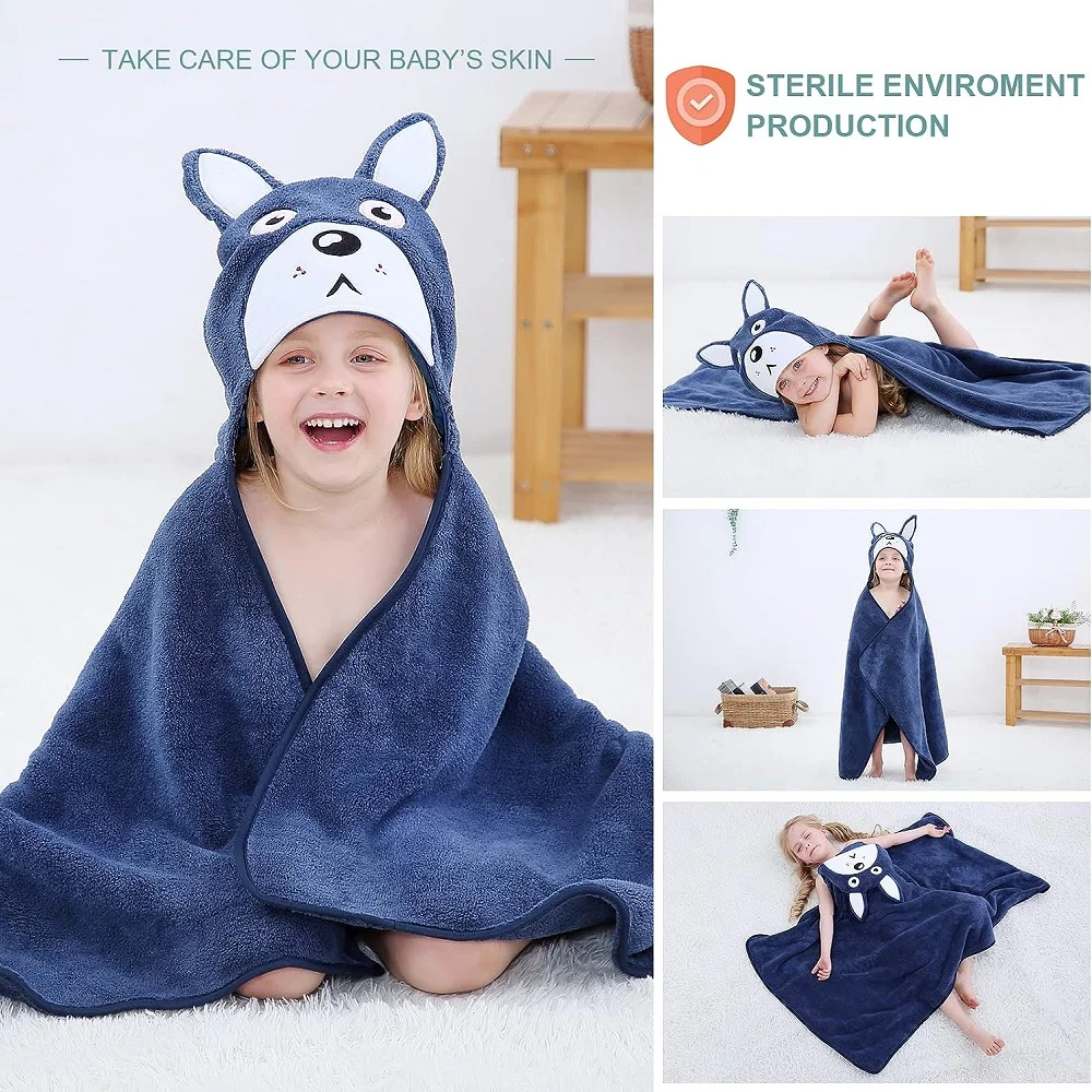 MICHLEY Toddler Hooded Baby Bath Towels Bathrobe Shower Soft Warm Sleeping Swaddle Blanket For Boys Girls Kids Newborn 0-9T images - 6