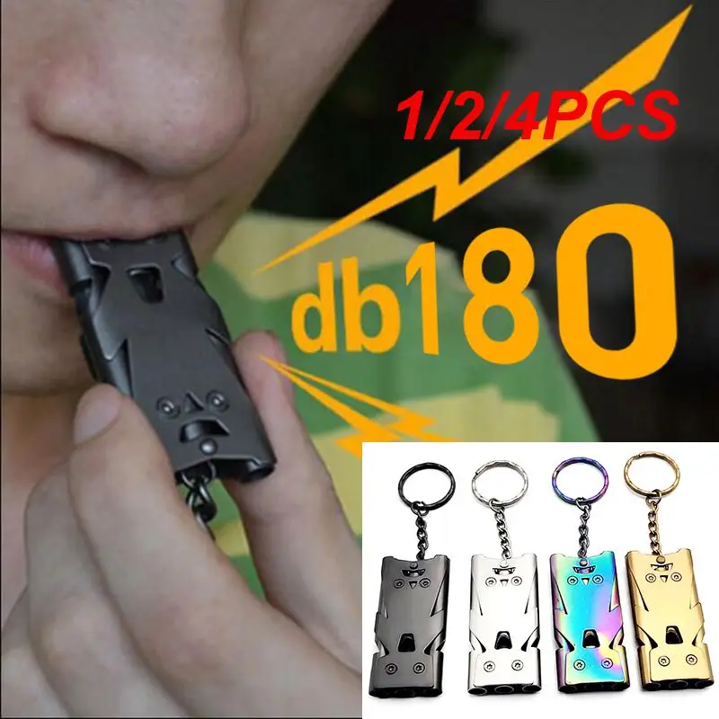 

1/2/4PCS Portable Outdoor Whistle 180 High Decibels Triple Pipe Aluminum Alloy Stainless Camping Hiking Survival Cheerleading