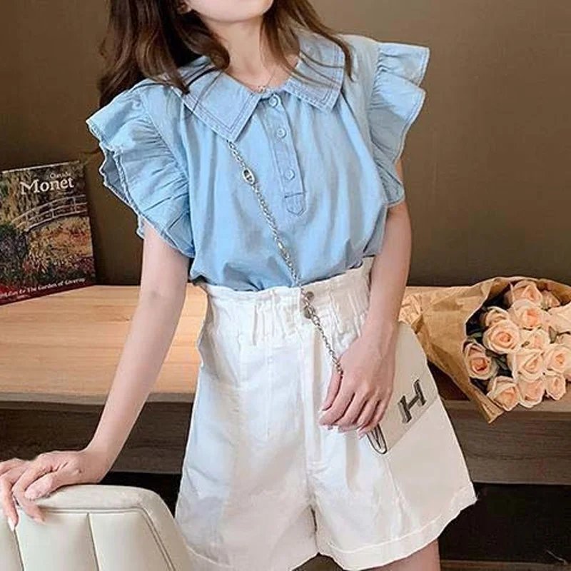 2023 Summer Trend Korean Version Button Up High Waisted Panel Large Pocket Loose Casual Slim Versatile Women's Wide Leg Shorts