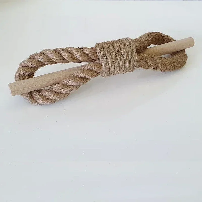 Curtain Accessories Solid Wood Stick Cotton Hemp Rope Curtain Buckle
