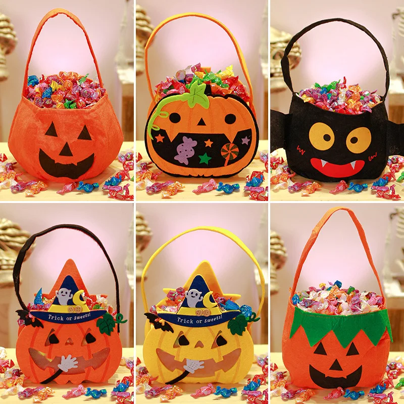 

Halloween Pumpkin Bat Candy Bag Non Woven Handbag Trick Or Treat Candy Packaging Bags Happy Halloween Ghost Festival Party Decor