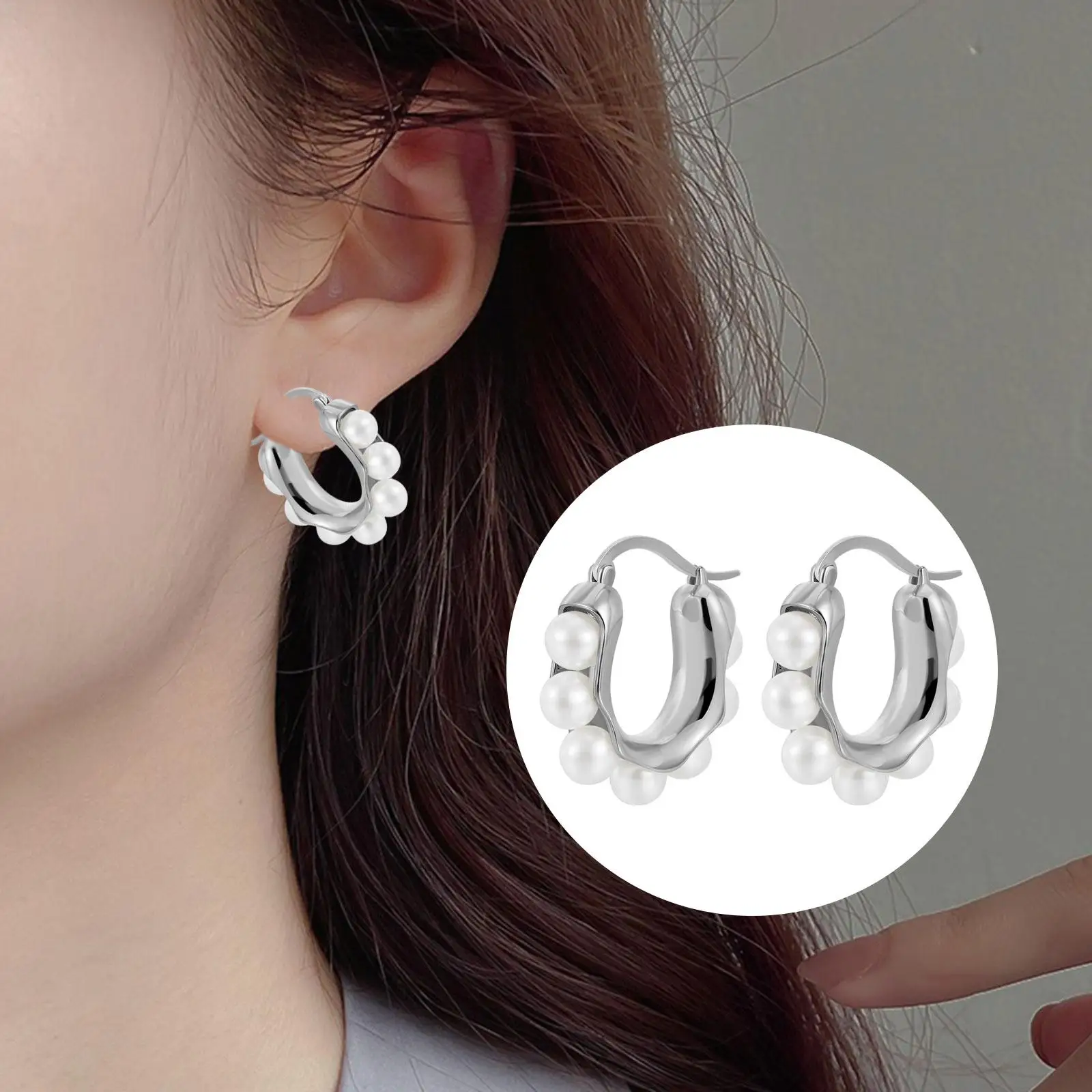 Hoop Earrings Small Elegant Teen Girls U Shaped Trendy Ladies Premium Jewelry for Dating Engagement Prom Wedding Birthday Gift