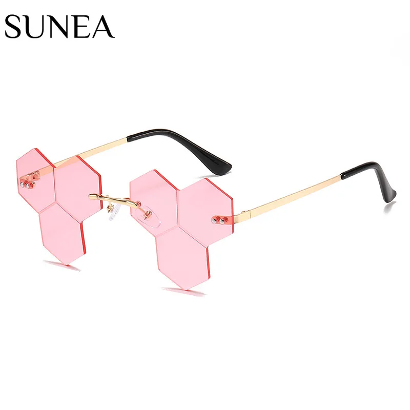 

Women Sunglasses Fashion Rimless Sunglass Dimond Shape Sun Glasses Retro UV400 Ocean Lens Shades Eyewear Lunette De Soleil Femme