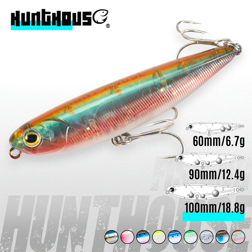 Hunthouse Topwater Pencil Fishing Lure 60/90/100mm 6.4/12.4/18.8g Surface Floating Bait Top Water Lures per spigola Pike Feeder