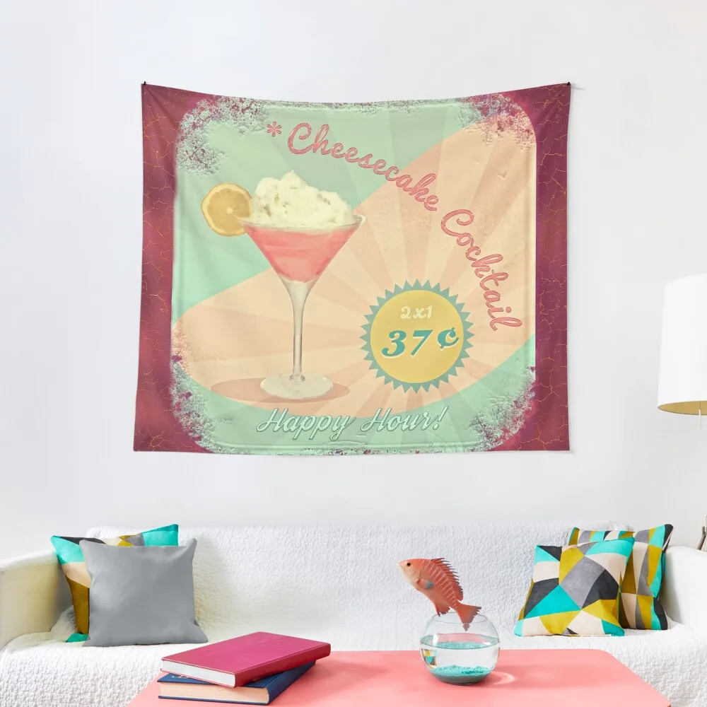 Anni '50 Pink Martini Cheesecake Cocktail Arazzo Decorazione Della Casa Decorazione Della Stanza Personalizzata Arazzo Estetico